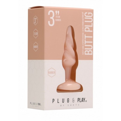 Телесная анальная пробка Butt Plug Rounded 3 Inch - 7,6 см.